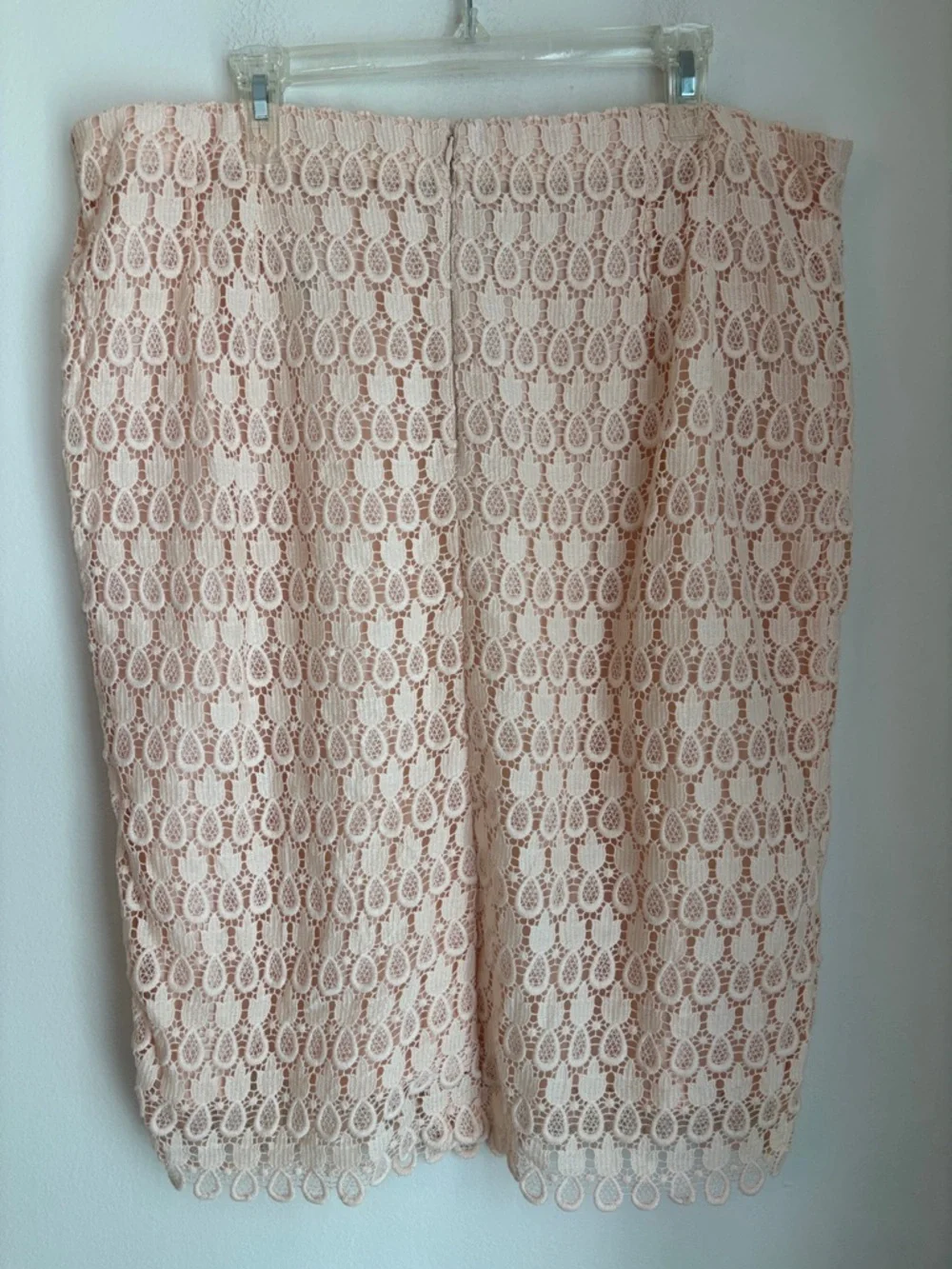 Ann Tayler womens pencil skirt tank top lace set Blush peach Sleeveless XLT NWT